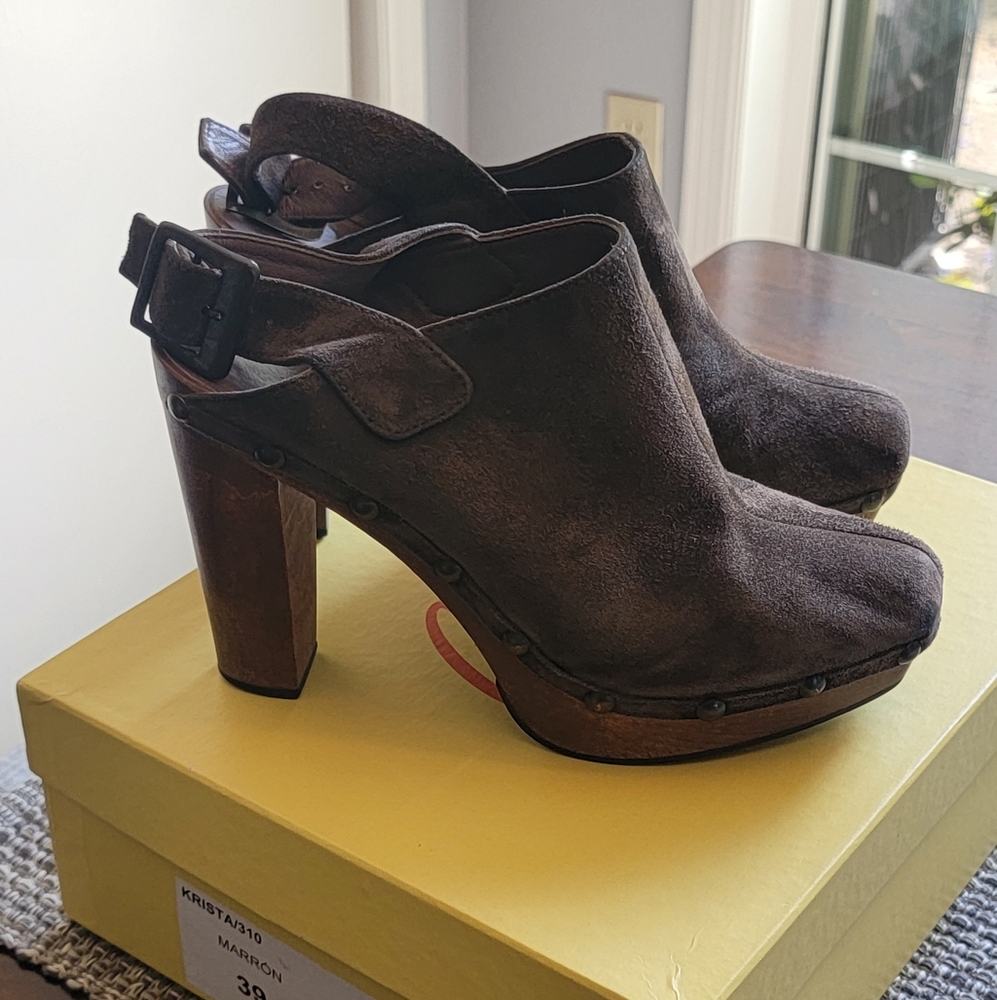 Castaner Chocolate Brown Suede Platform Heels/Clogs